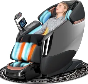 Massage Chair Full Body, 2025 Zero Gravity SL-Track Shiatsu Massage Chairs Recliner with AI Voice, LED Backlight Remote Control, Waist & Calf Heating, Phone Controller and Holder, Black