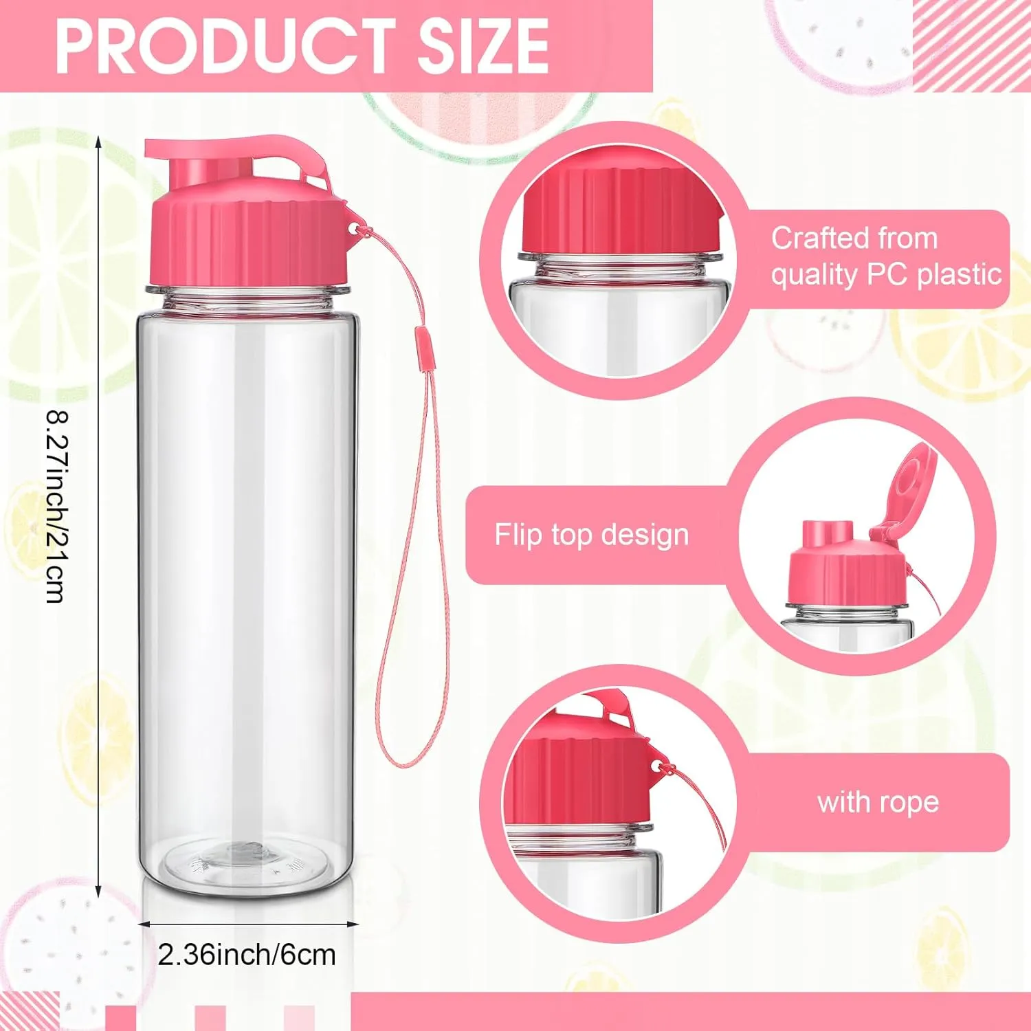 Maxcheck 30 Pieces 17 oz Plastic Water Bottle Bulk with Handle Strap Lightweight Leakproof Drink Flip Top Bottles for Adults Fitness Gym (pink)