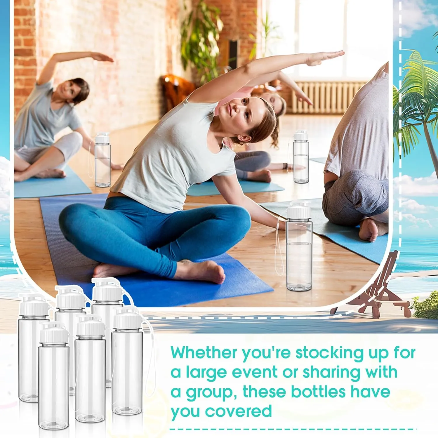 Maxcheck 30 Pieces 17 oz Plastic Water Bottle Bulk with Handle Strap Lightweight Leakproof Drink Flip Top Bottles for Adults Fitness Gym (White)