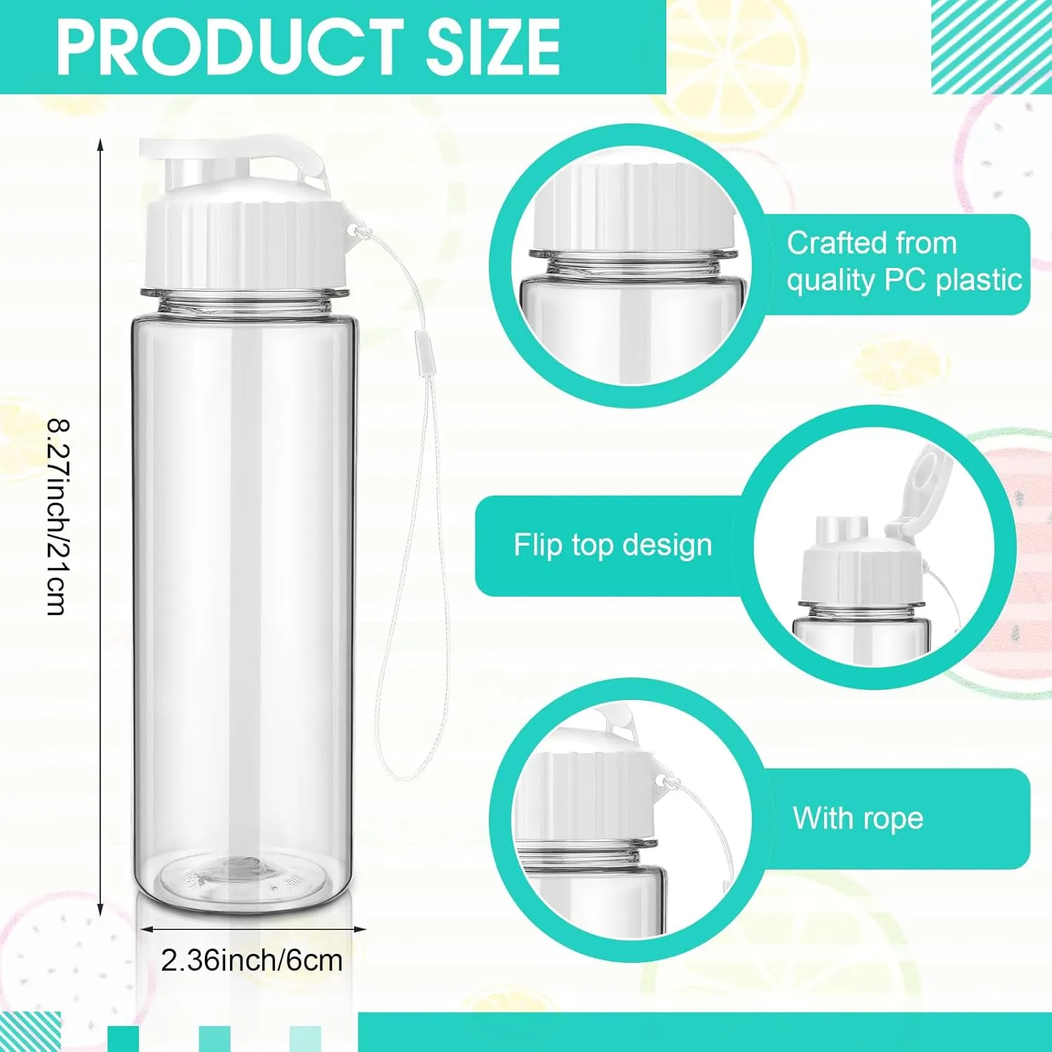 Maxcheck 30 Pieces 17 oz Plastic Water Bottle Bulk with Handle Strap Lightweight Leakproof Drink Flip Top Bottles for Adults Fitness Gym (White)