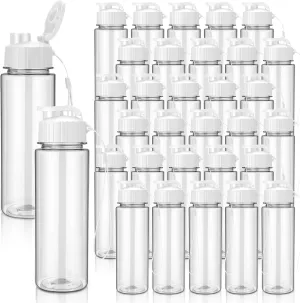 Maxcheck 30 Pieces 17 oz Plastic Water Bottle Bulk with Handle Strap Lightweight Leakproof Drink Flip Top Bottles for Adults Fitness Gym (White)