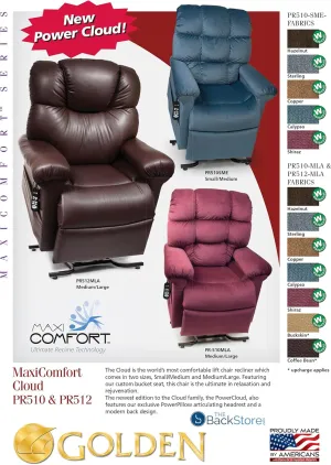 MaxiComfort Series Golden Technologies Cloud PR510 MLA Medium/Large Dual Motor Infinite Position Lift Chair Zero Gravity Recliner - Shiraz Fabric