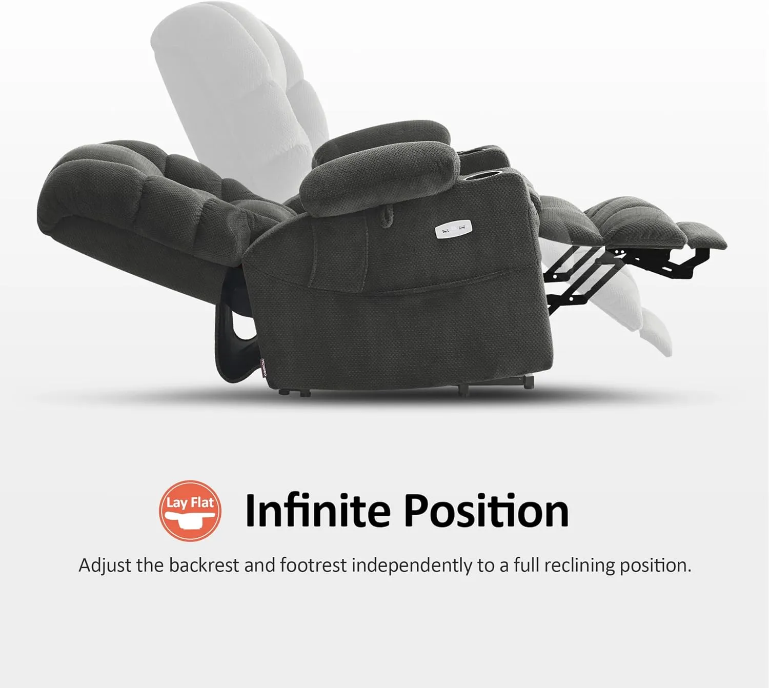 MCombo Small Triple Motor Power Lift Recliner Chair with Massage and Dual Heating, Adjustable Headrest for Petite Elderly People, Fabric 7631 (Grey, Small)