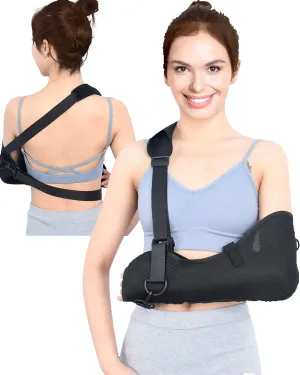 Medical Arm Sling, 𝗠𝘂𝗹𝘁𝗶𝗽𝗹𝗲 𝗙𝗶𝘅𝗲𝗱 𝗗𝗲𝘀𝗶𝗴𝗻, 𝗙𝗮𝘀𝗵𝗶𝗼𝗻 Arm Support, Comfort, Right & Left Arm Slings for Shoulder, Elbow, Wrist Injury, Adjustable for Men & Women