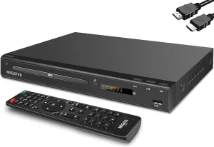 MEGATEK Region-Free DVD Player for TV with HDMI, CD Player for Home, Plays All Regions and Formats, USB Port, Durable Metal Housing, Remote, HDMI and RCA Cables Included