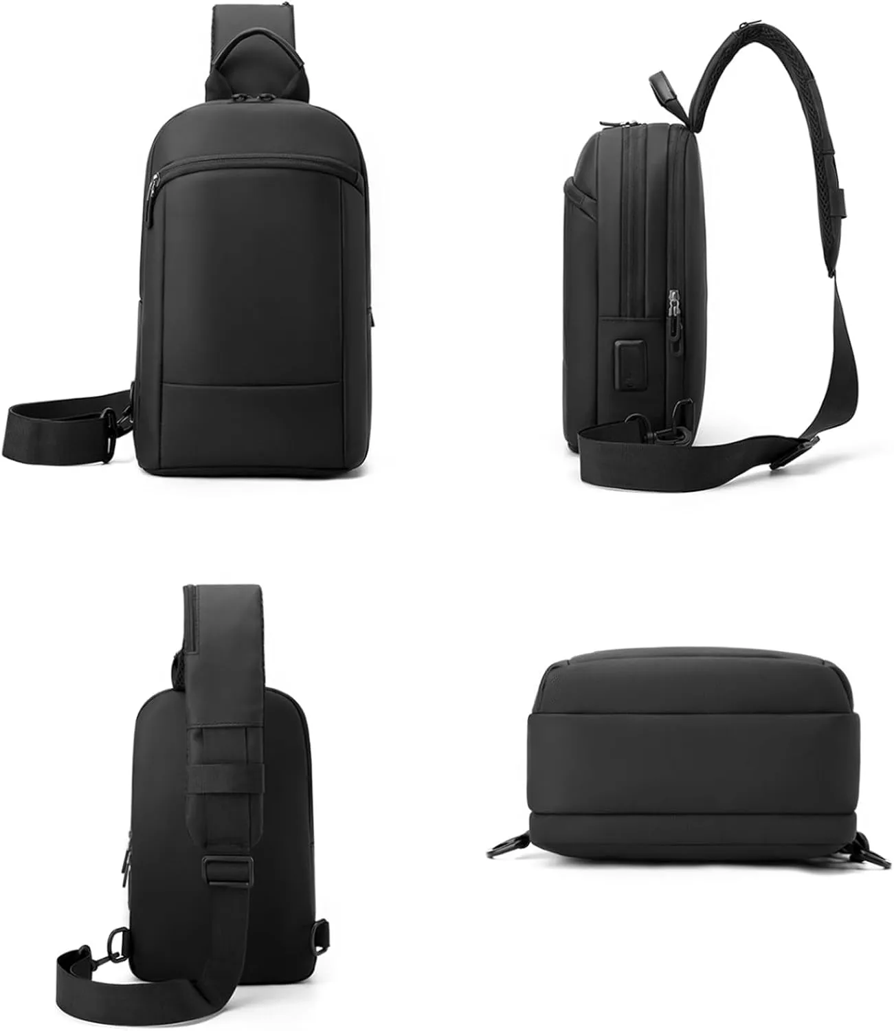 Men Crossbody Bag Fanny Pack, nylon fabric, Waterproof, Multi-pocket Running Belt Bag with Adjustable Strap, Lightweight, for Hiking Travel Cycling(Black)