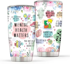 Mental Health Gifts for Women Positive Daily Affirmations Cup Tumbler 20Oz - Sobriety, Self Love, Inspirational, Motivational Gifts Coffee Travel Mugs for Women, Therapy/Counseling/Therapist Gift