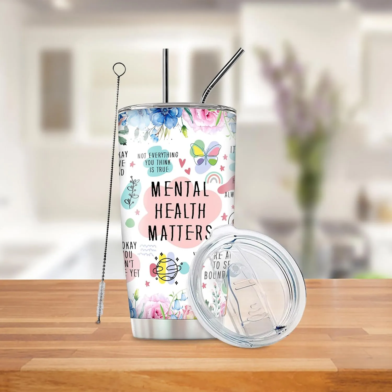 Mental Health Gifts for Women Positive Daily Affirmations Cup Tumbler 20Oz - Sobriety, Self Love, Inspirational, Motivational Gifts Coffee Travel Mugs for Women, Therapy/Counseling/Therapist Gift