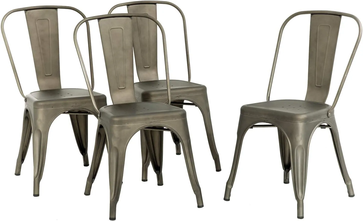 Metal Chair Dining Chair Set of 4 Patio Chair Home Kitchen Chair 18 Inch Seat Height Dinning Room Chair Stackable Metal Bar Chairs Indoor Outdoor Chairs Tolix Bar Side Chair Restaurant Dining Chair
