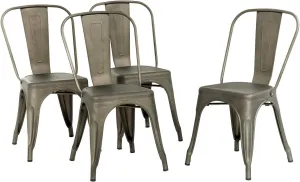 Metal Chair Dining Chair Set of 4 Patio Chair Home Kitchen Chair 18 Inch Seat Height Dinning Room Chair Stackable Metal Bar Chairs Indoor Outdoor Chairs Tolix Bar Side Chair Restaurant Dining Chair
