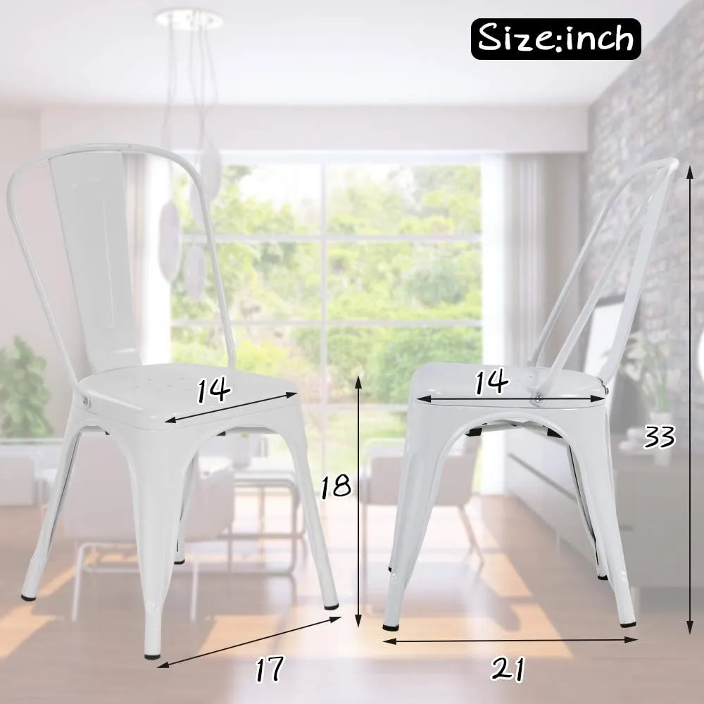Metal Chairs Set of 4 for Dining Room Metal Bar Stools Red Metal Stool with Back Trattoria Chairs 18 Inch Seat Width Industrial Chair No Arms Tolix Stool 330LBS Weight Capacity,Cream