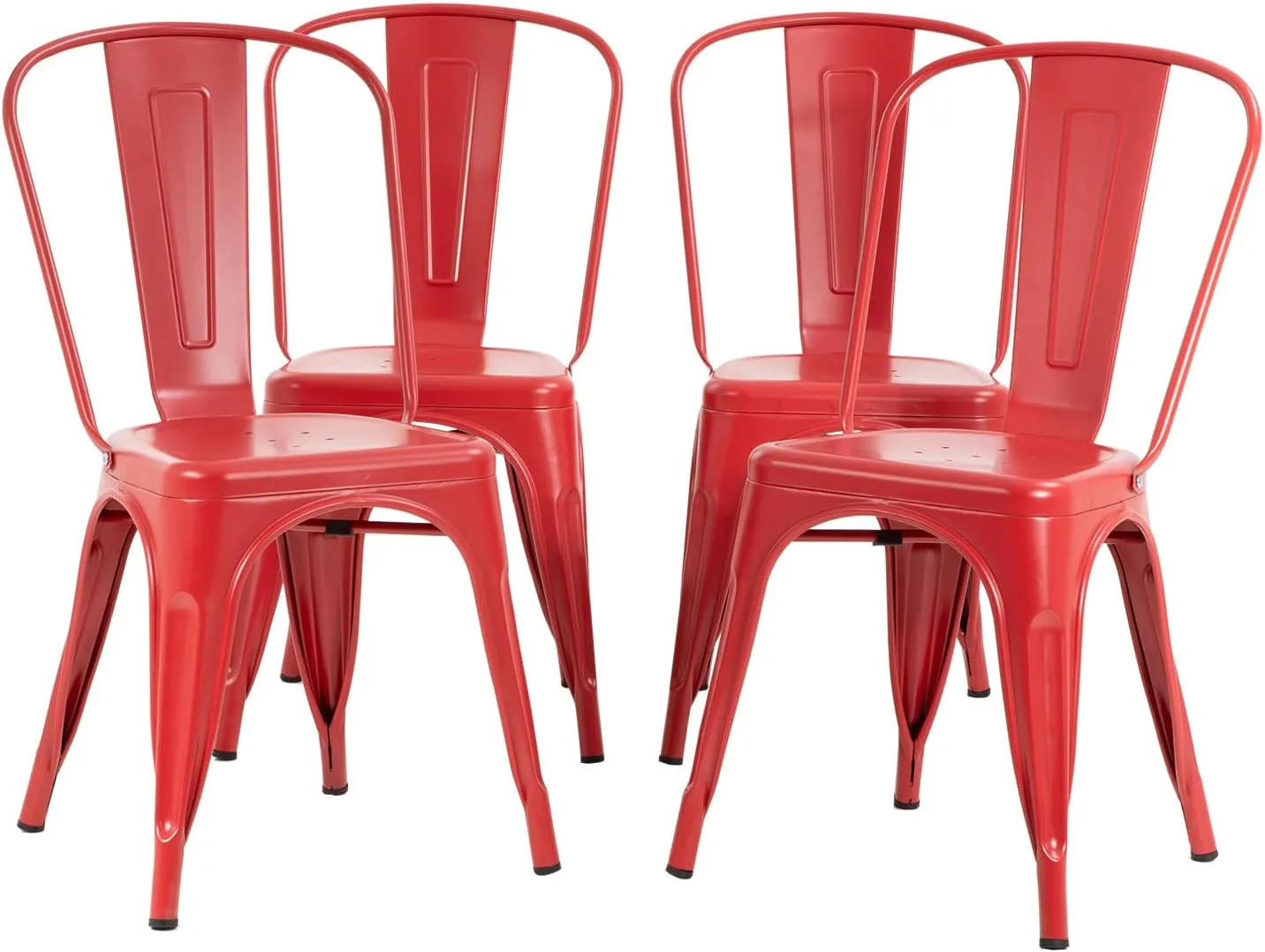 Metal Chairs Set of 4 Stackable Chairs Patio Chairs 18 Inch Classic Iron Metal Dining Chair Indoor-Outdoor Use Chic Dining Bistro Cafe Side Barstool Bar Chair Coffee Chair,Red