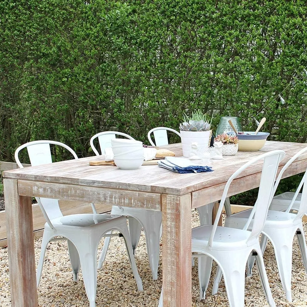 Metal Dining Chairs Set of 4 Patio Chairs Restaurant 18 Inch Seat Height Indoor Outdoor Stackable 330LBS Weight Capacity, Creamy White
