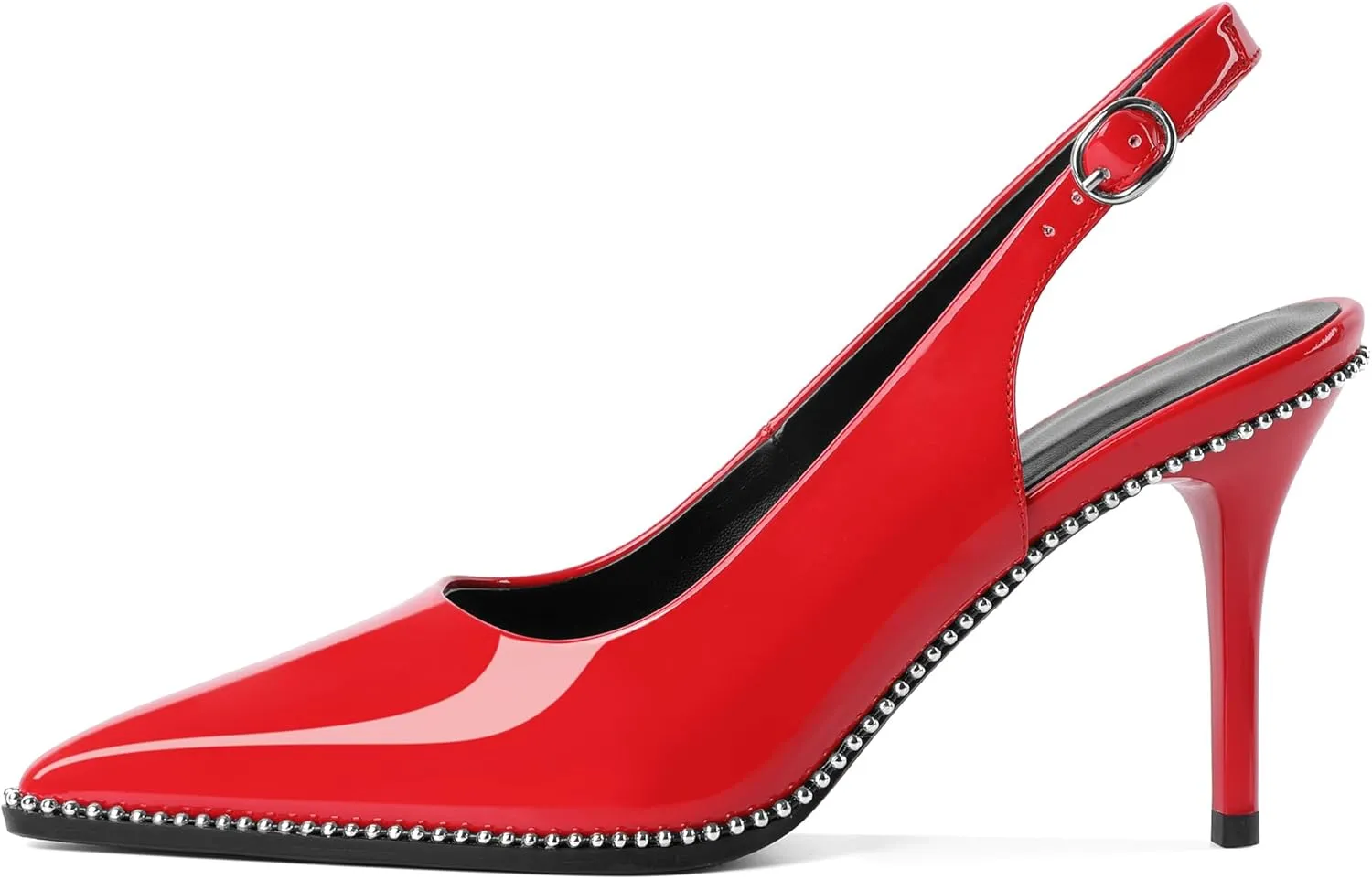 Mettesally Women's Beaded Slingback Pumps Stilettos Heels Closed Pointed Toe Fashion Dress Shoes 3.5 Inches