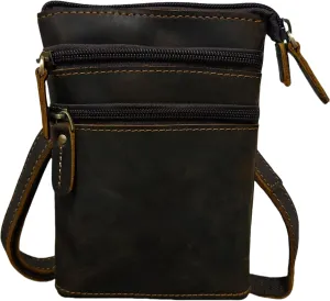 MGGMOKAY Genuine Leather Waist Bag Pack Fanny Small Messenger Shoulder Satchel With Adjustable Sling Strap