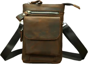 MGGMOKAY Genuine Leather Waist Pack Adjustable Sling Strap Shoulder Bag for Men/Women