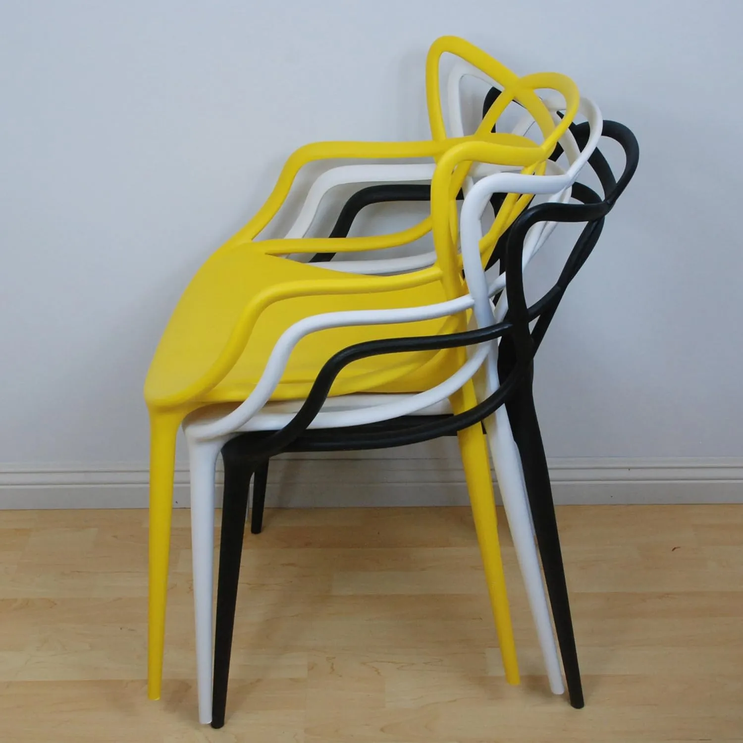 Mid-Century Molded Plastic Curve Dining Chair (Set of 2), White
