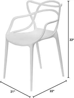 Mid-Century Molded Plastic Curve Dining Chair (Set of 2), White