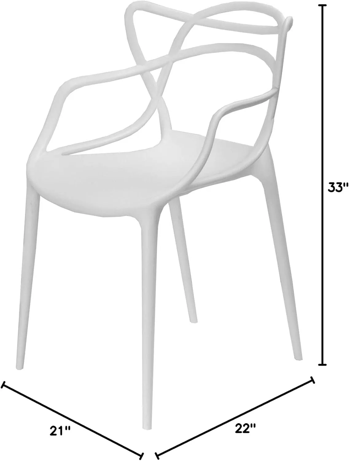Mid-Century Molded Plastic Curve Dining Chair (Set of 2), White