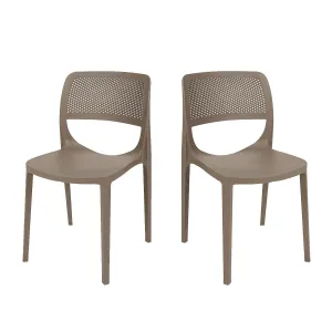 Mila Set of 2 Stackable Side Chair-Cappuccino