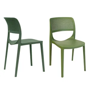 Mila Set of 2 Stackable Side Chair-Green