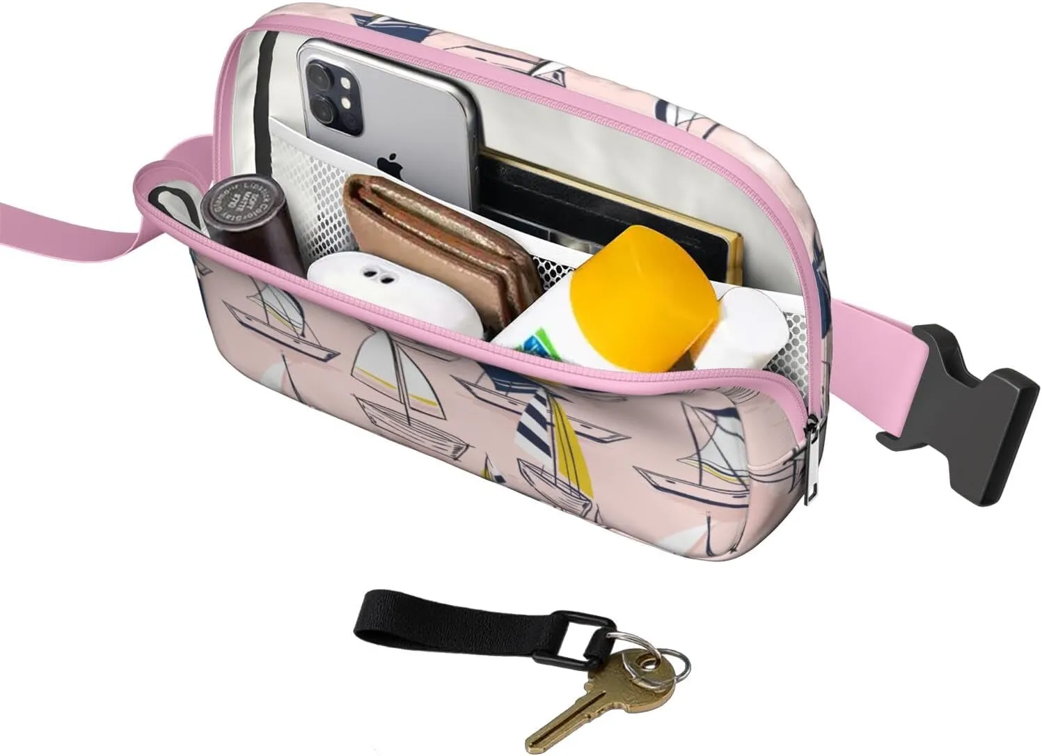Mini Belt Bag for Men Women Tropical Leaf Floral Waist Packs Crossbody Bags Adjustable Strap for Hiking Cycling Sports
