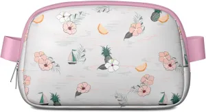Mini Belt Bag for Men Women Tropical Leaf Floral Waist Packs Crossbody Bags Adjustable Strap for Hiking Cycling Sports