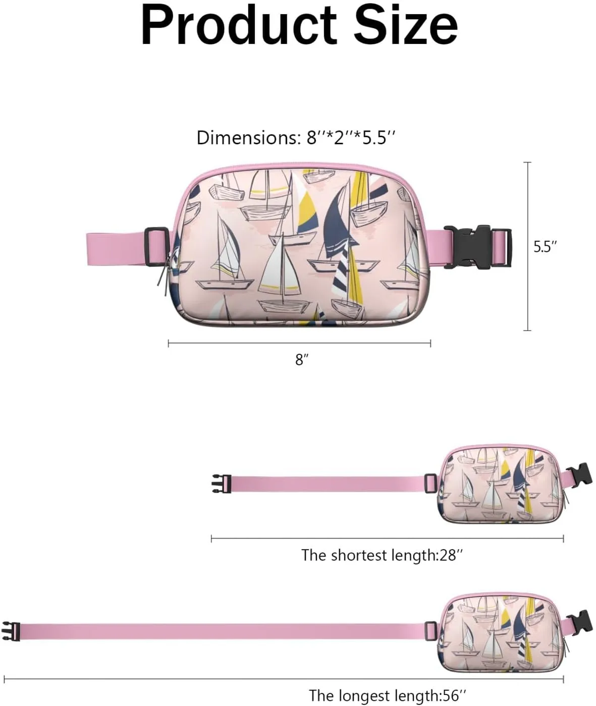 Mini Belt Bag for Men Women Tropical Leaf Floral Waist Packs Crossbody Bags Adjustable Strap for Hiking Cycling Sports