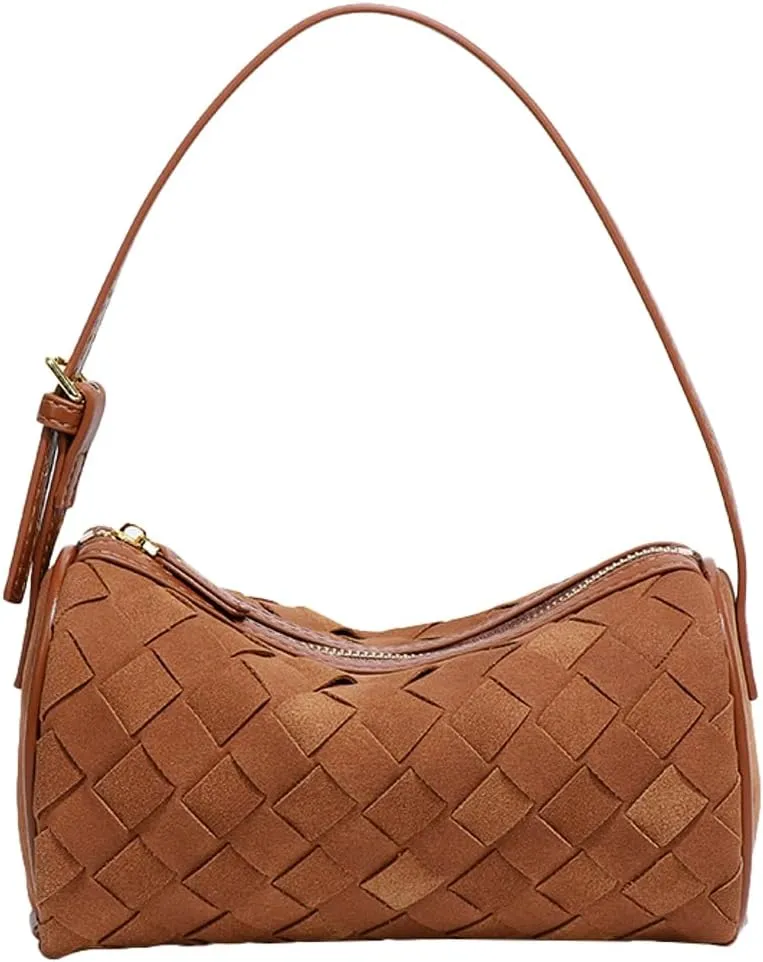 Mini Woven Bag Small Cute Suede Woven Tote Bag for Women Top-handle Shoulder Bag Summer Hobo Satchels Handbag Underarm