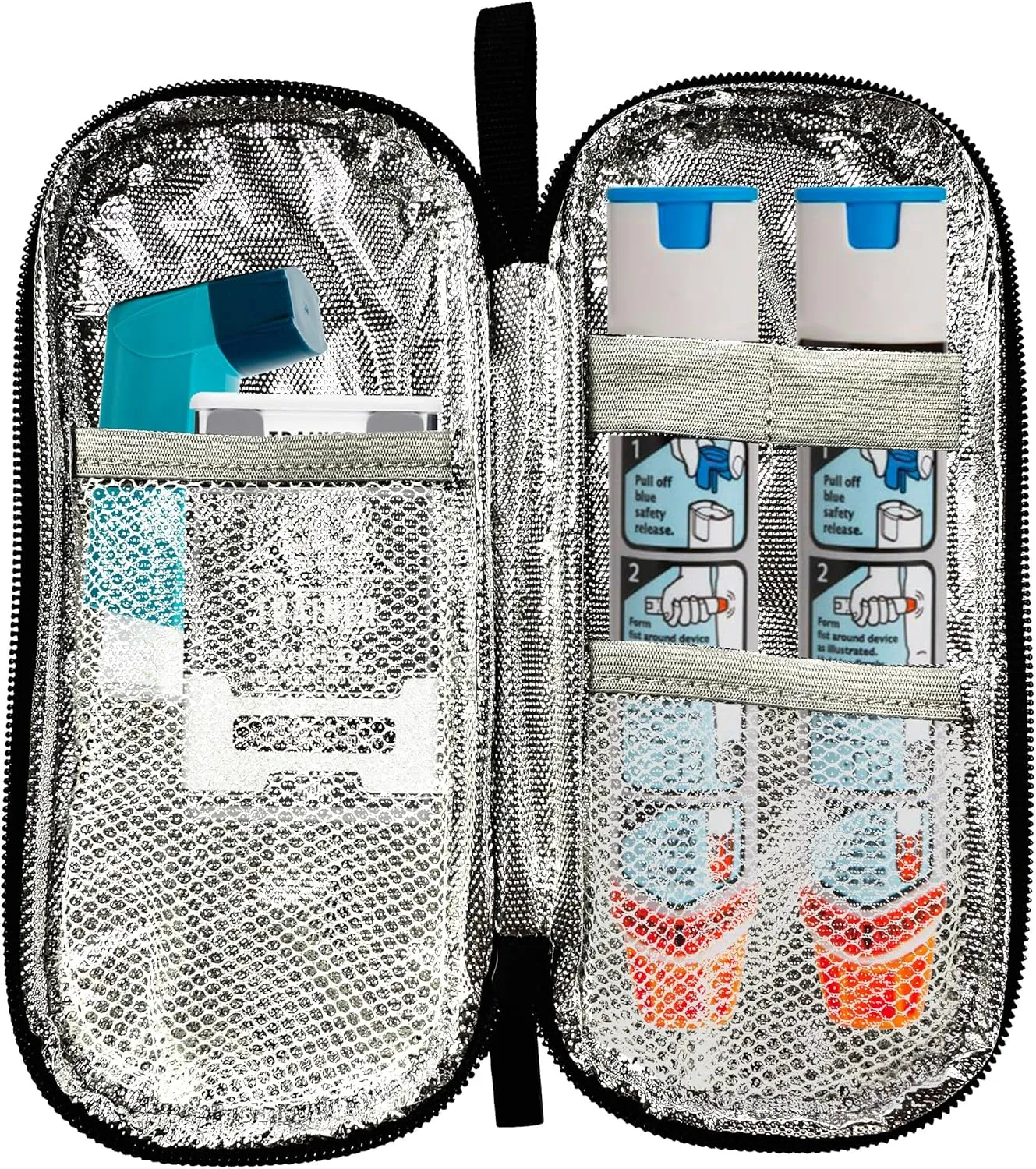 mnmoom Epipen carry case waterproof Insulated Travel Medication Organizer Bag with a Epipen Zipper Pull Bag Tag (Purple)