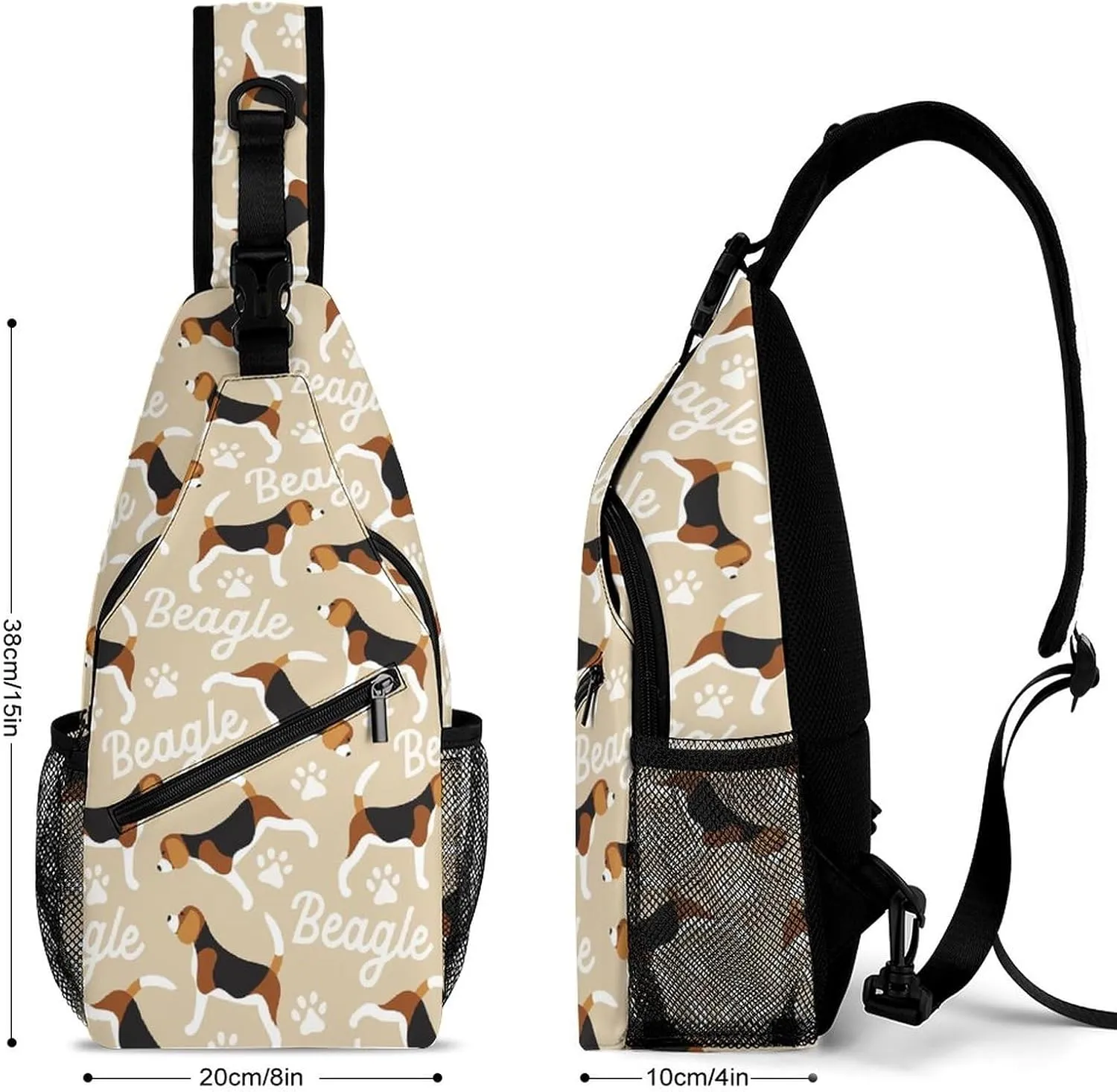 MoBlinko Funny Beagle Dogs Sling Bag for Women Cartoon Puppy Adjustable Crossbody Sling Backpack Chest Bag for Travel