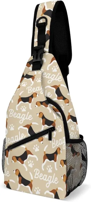 MoBlinko Funny Beagle Dogs Sling Bag for Women Cartoon Puppy Adjustable Crossbody Sling Backpack Chest Bag for Travel