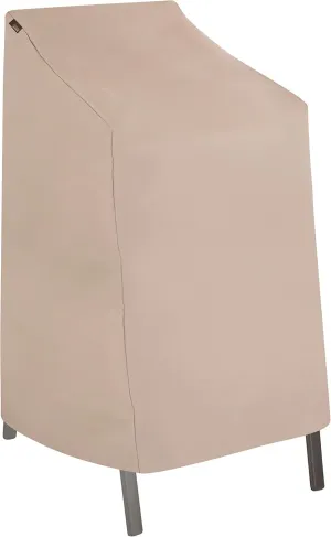 Modern Leisure Chalet Stackable/High Back Bar Chair Cover - Weather-Resistant Fabric - Outdoor Furniture Protection Perfect for Patio, Deck, and Porch - 27" L x 27" W x 49" H - Beige
