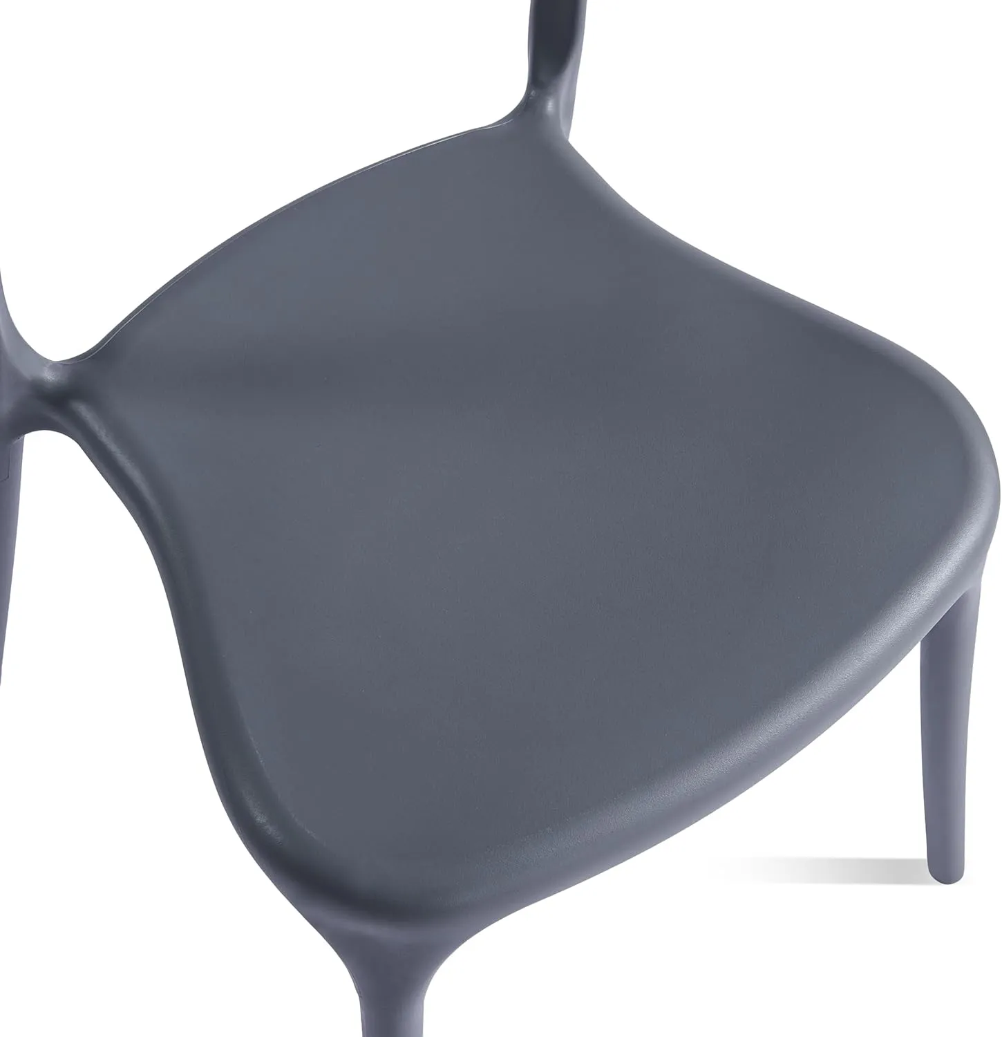 Modern Stackable Dining Chair Set, No Assembly, Plastic Chair, Patio Chair, Suitable for Indoor and Outdoor Cafes and Restaurants, Set of 4 (Charcoal Gray)