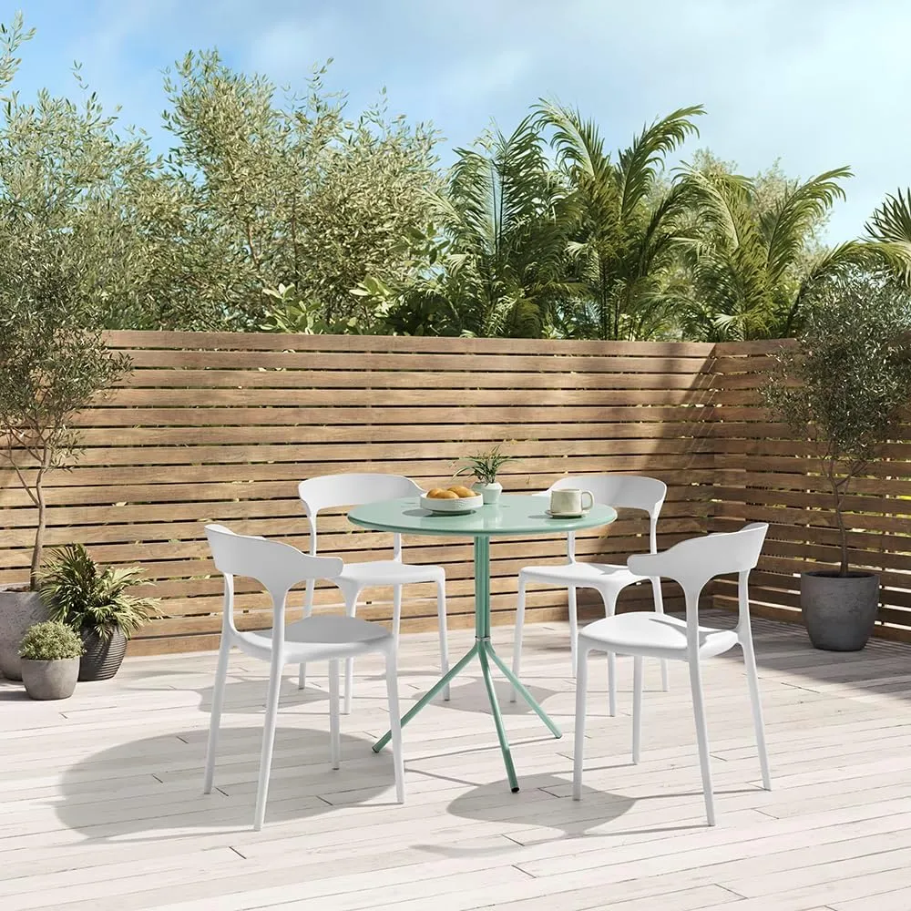 Modern Stackable Dining Chair Set, No Assembly, Plastic Chair, Patio Chair, Suitable for Indoor and Outdoor Cafes and Restaurants, Set of 4 (Cloud White)