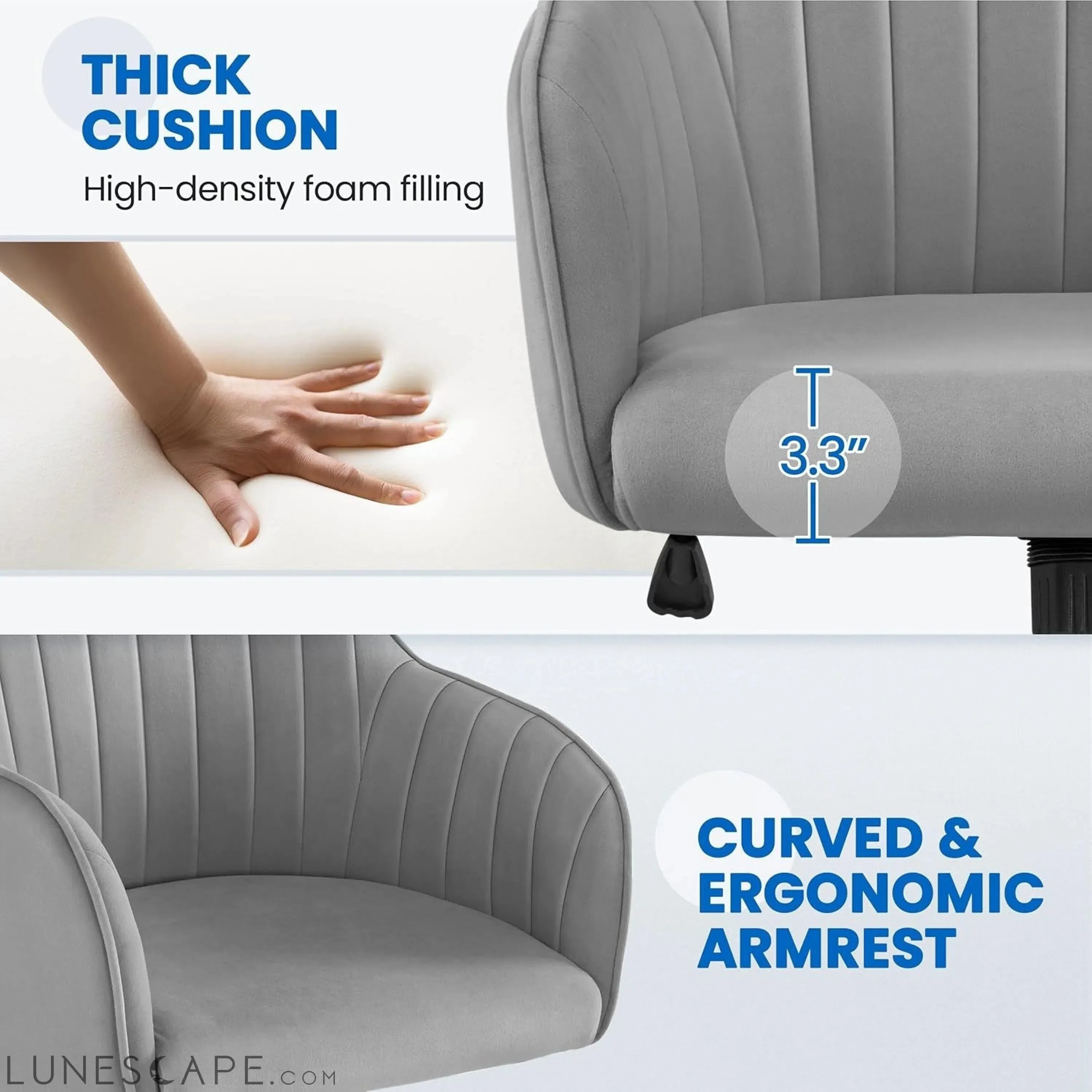 Modern Velvet Desk Chair Vanity Chair Height-Adjustable Swivel