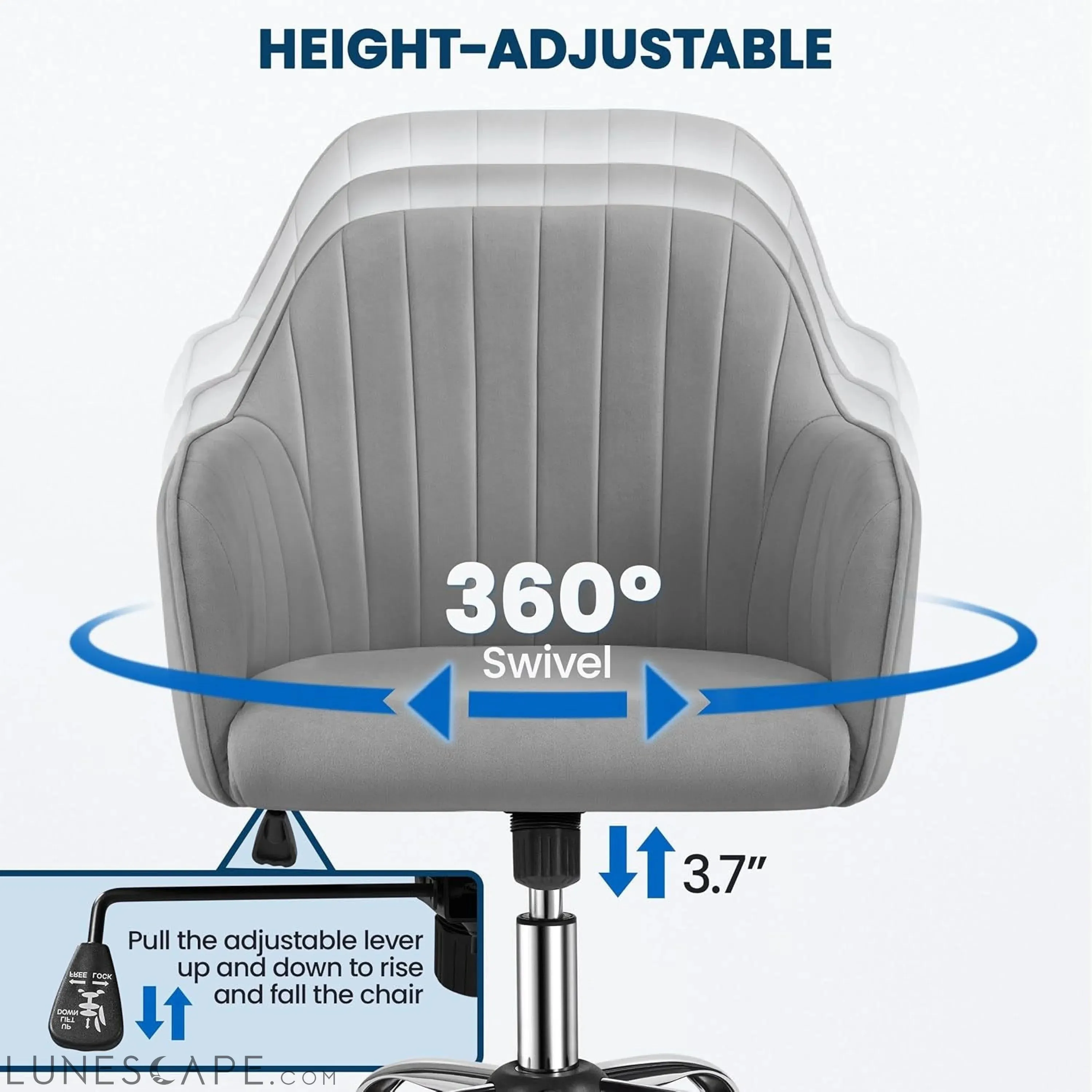 Modern Velvet Desk Chair Vanity Chair Height-Adjustable Swivel