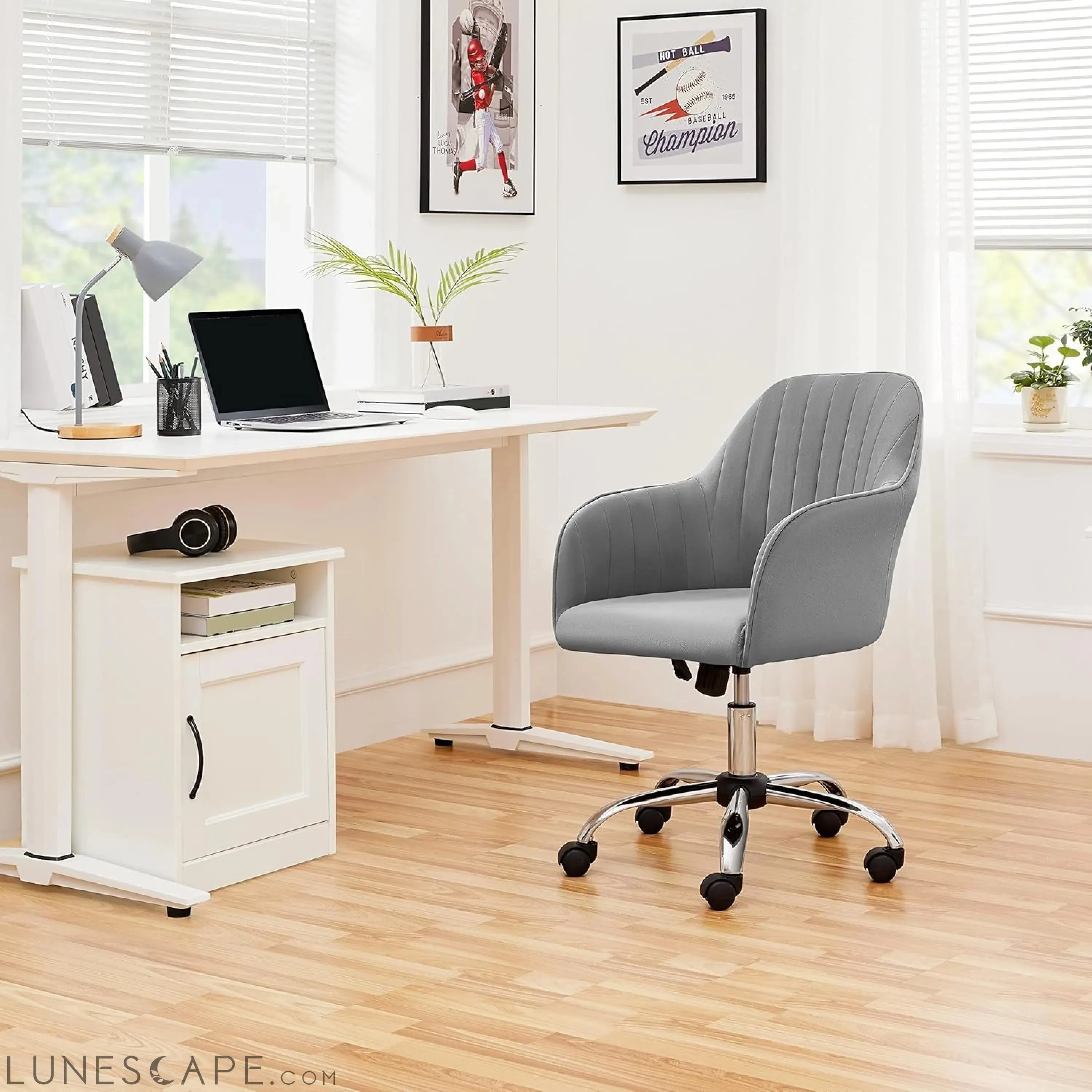 Modern Velvet Desk Chair Vanity Chair Height-Adjustable Swivel