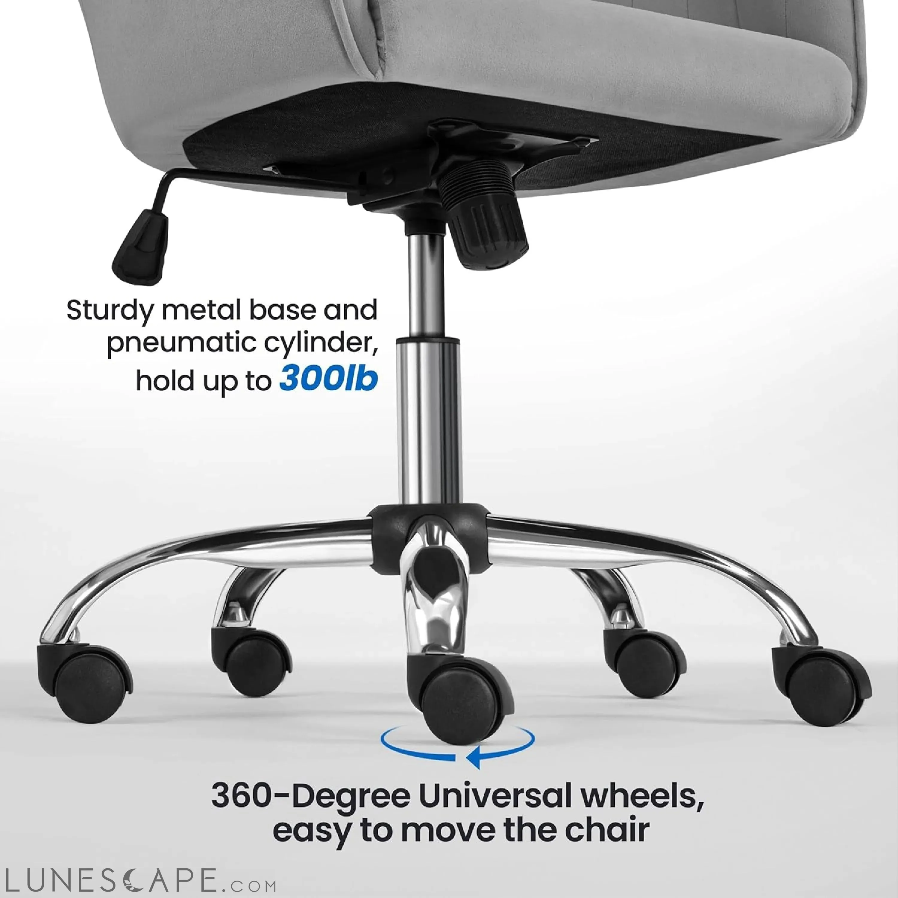 Modern Velvet Desk Chair Vanity Chair Height-Adjustable Swivel