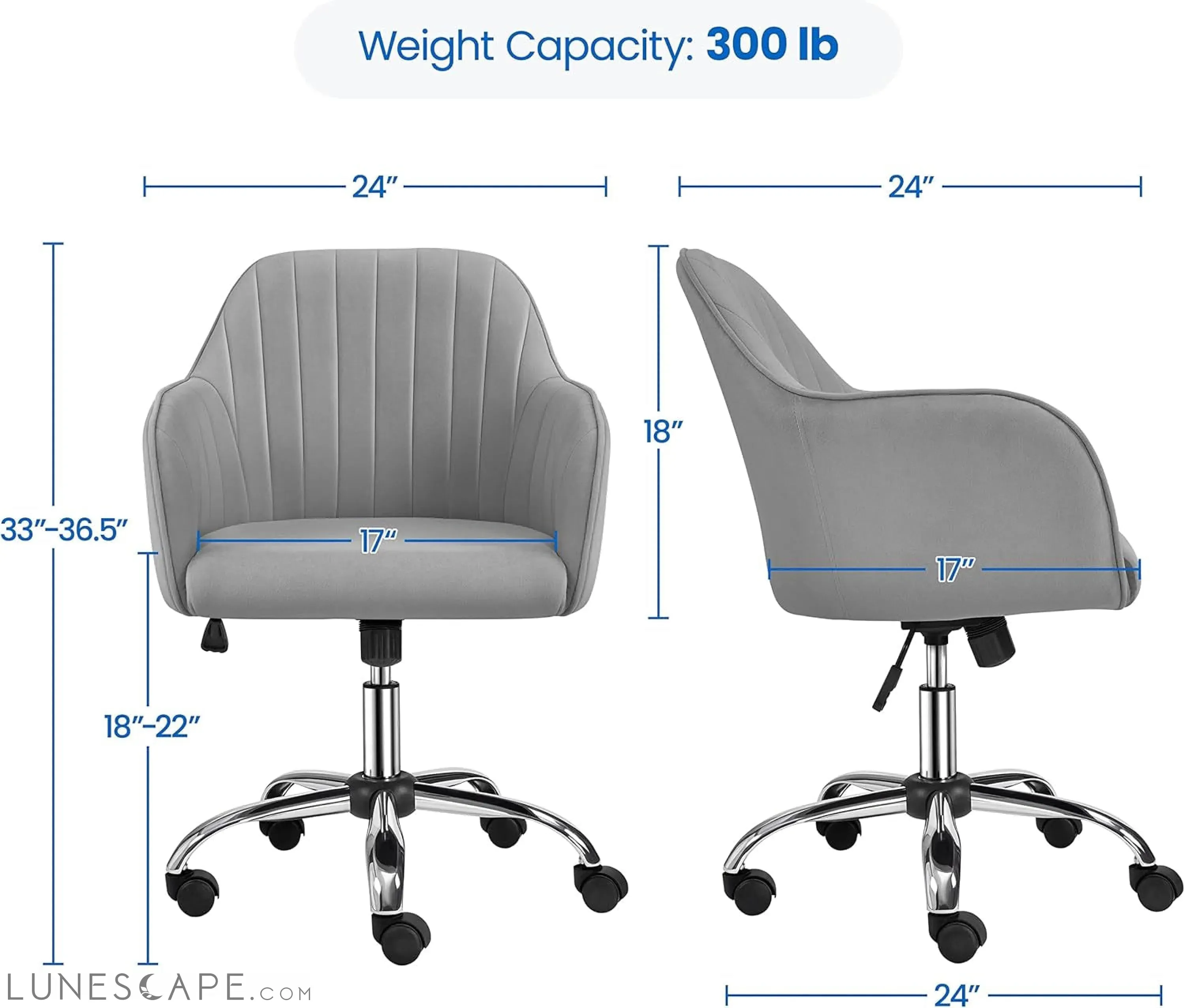 Modern Velvet Desk Chair Vanity Chair Height-Adjustable Swivel