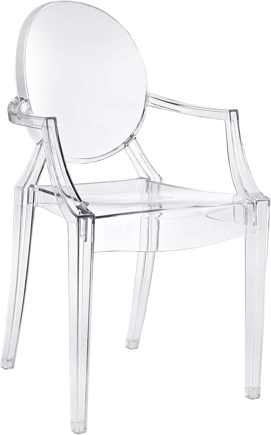 Modway Casper Modern Acrylic Stacking Kitchen and Dining Room Arm Chair in Clear - Fully Assembled