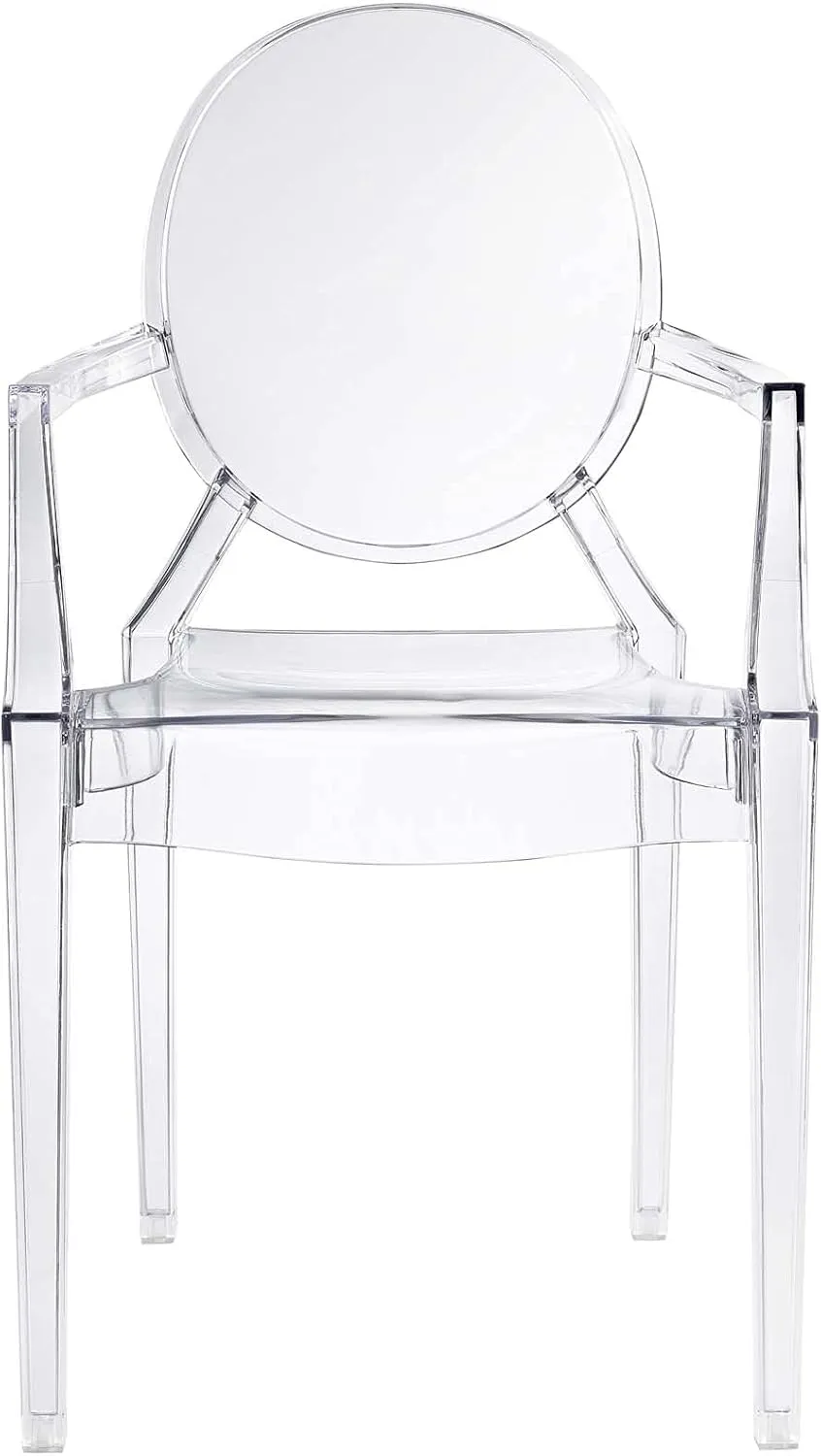 Modway Casper Modern Acrylic Stacking Kitchen and Dining Room Arm Chair in Clear - Fully Assembled
