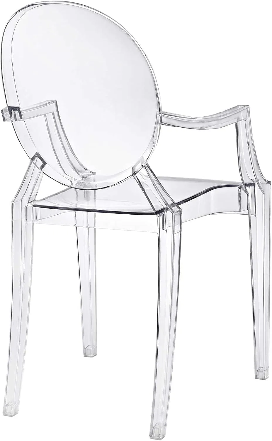 Modway Casper Modern Acrylic Stacking Kitchen and Dining Room Arm Chair in Clear - Fully Assembled