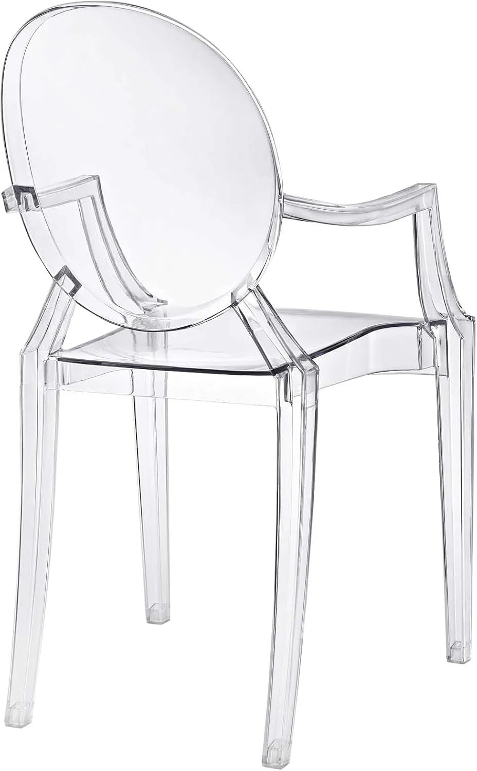 Modway Casper Modern Acrylic Stacking Kitchen and Dining Room Arm Chair in Clear - Fully Assembled