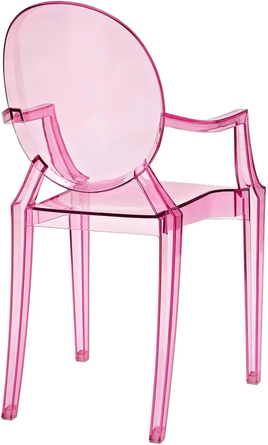 Modway Casper Modern Acrylic Stacking Kitchen and Dining Room Arm Chair in Pink - Fully Assembled