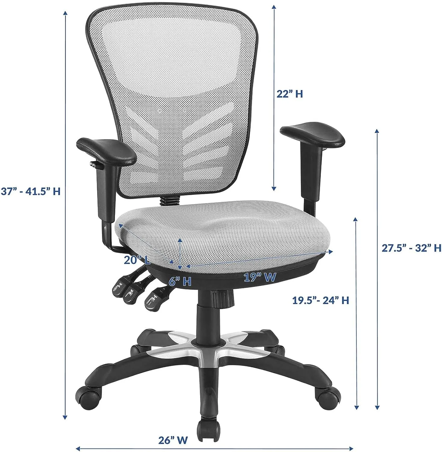 Modway EEI-757-GRY Articulate Ergonomic Mesh Office Chair in Gray
