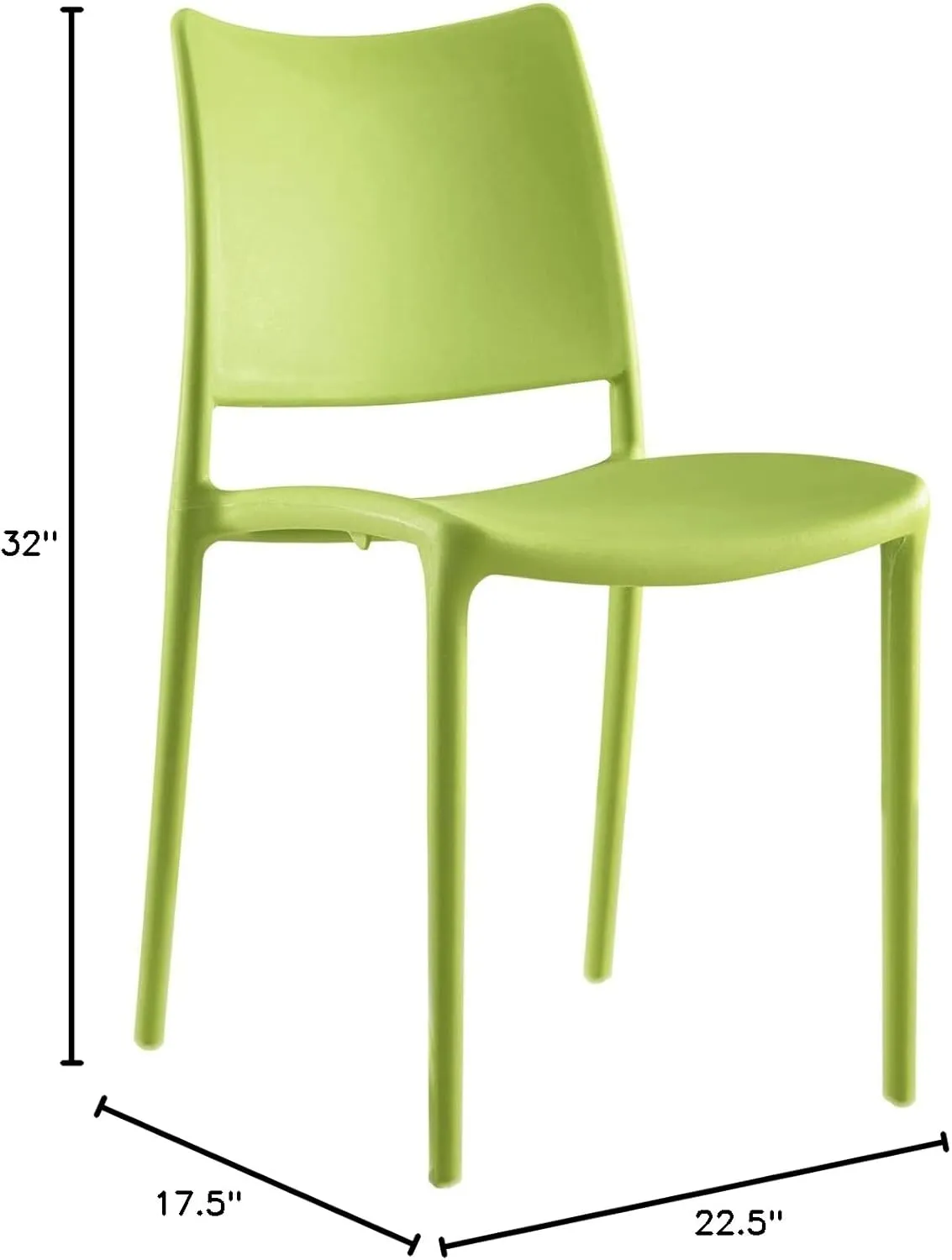 Modway Hipster Contemporary Modern Molded Plastic Stacking Dining Chair in Green
