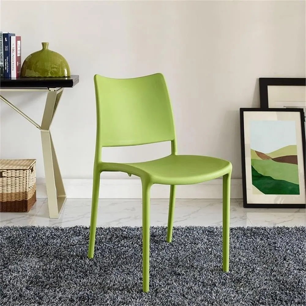 Modway Hipster Contemporary Modern Molded Plastic Stacking Dining Chair in Green