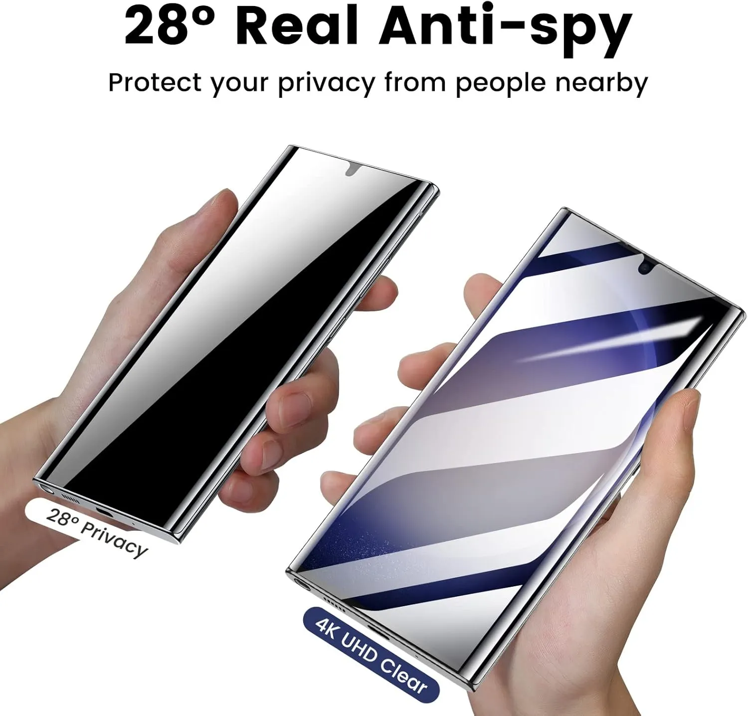 MOHAVE 2 Pack [Auto Alignment/Dust Removal] Privacy Screen Protector for SAMSUNG Galaxy S23 Ultra 5G 6.8″, 3D Curved Anti Spy Private Film, 7H Hybrid Material, 100% Ultrasonic Fingerprint ID