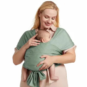 Momcozy Adjustable Buckle Baby Wrap Carrier Cooling Air-Mesh, Easy to Wear Baby Carrier Sling, Baby Carriers Newborn to Toddler 8-35lbs, Suit for Waist 27-47inch,Grey Green